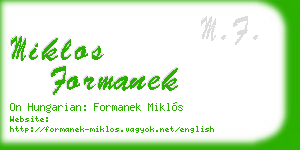 miklos formanek business card